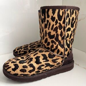 UGG Australia leopard print short boots calf hair